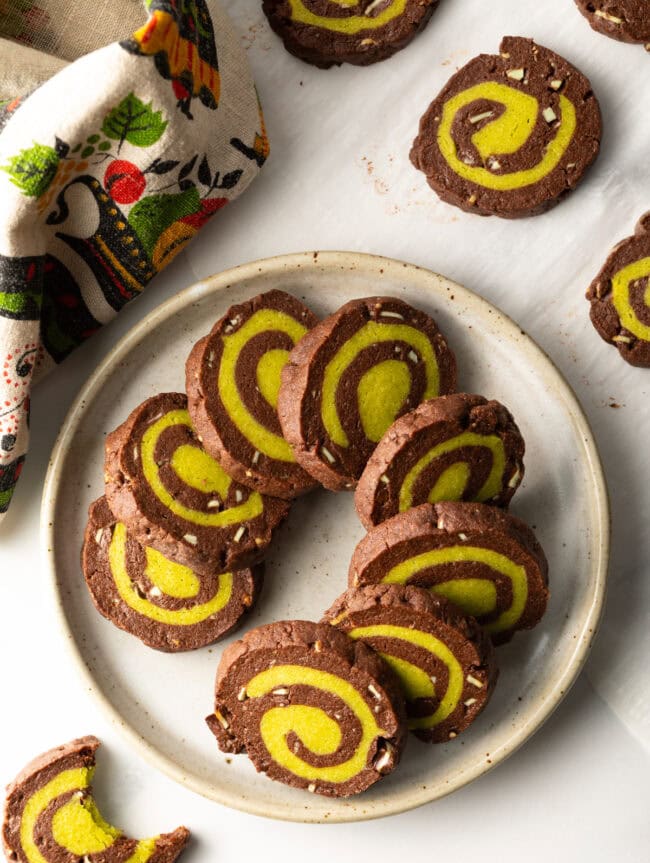 chocolate mint swirl cookies with andes mints