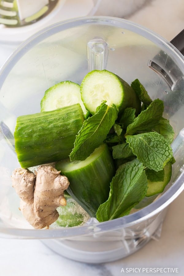 Ingredients for agua fresca in the blender before being blended. 