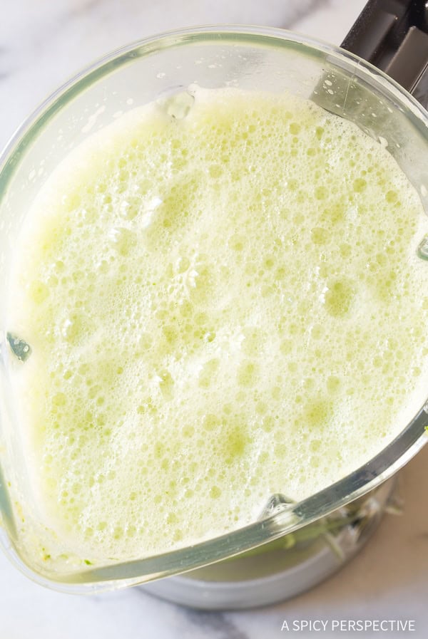 Agua fresca in the blender after being blended. 