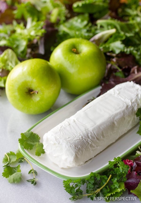 Making Fried Goat Cheese Salad - ingredients on counter
