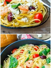 Silky Creamy Greek Shrimp Pasta on ASpicyPerspective.com