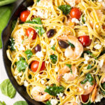 Greek Shrimp Scampi Pasta on ASpicyPerspective.com