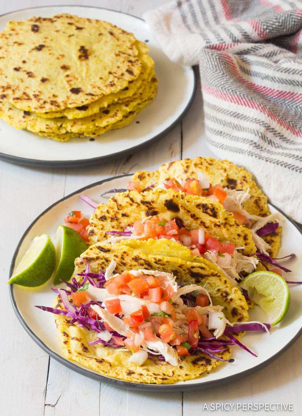 Plantain Tortillas filled with taco fillings.