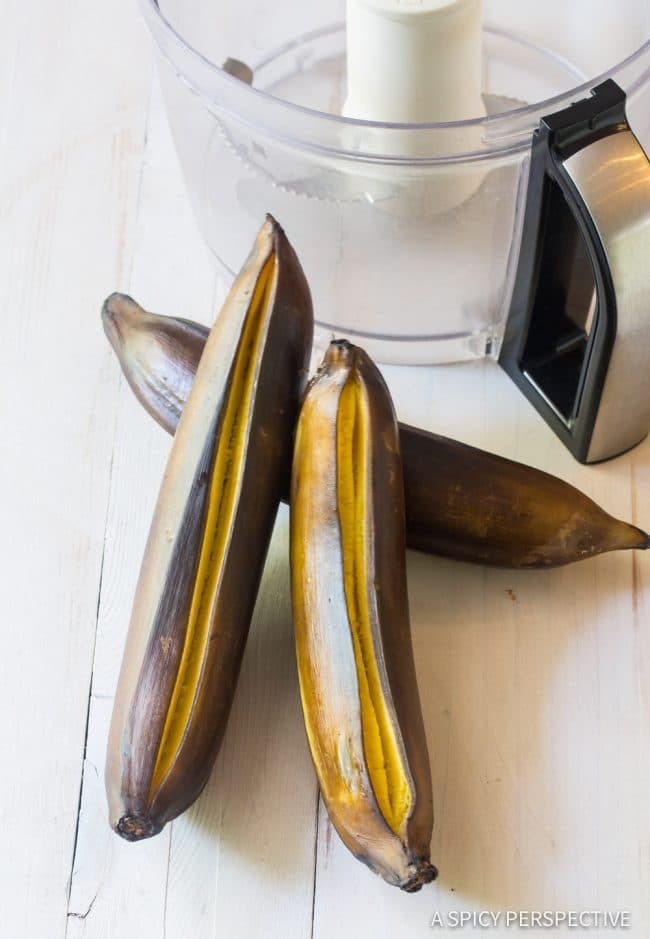 Plantains that have been ripened in the microwave.