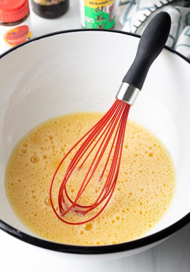 bowl with whisk and dissolved dashi