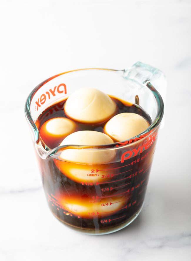 marinating the ajitsuka tamago