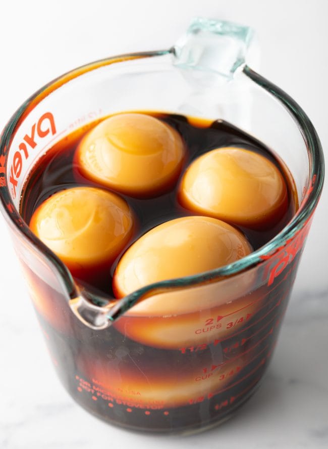 brown eggs marinated in soy sauce blend