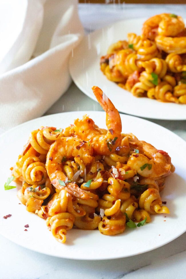 Easy Skillet Shrimp Diablo Recipe sprinkled with cheese