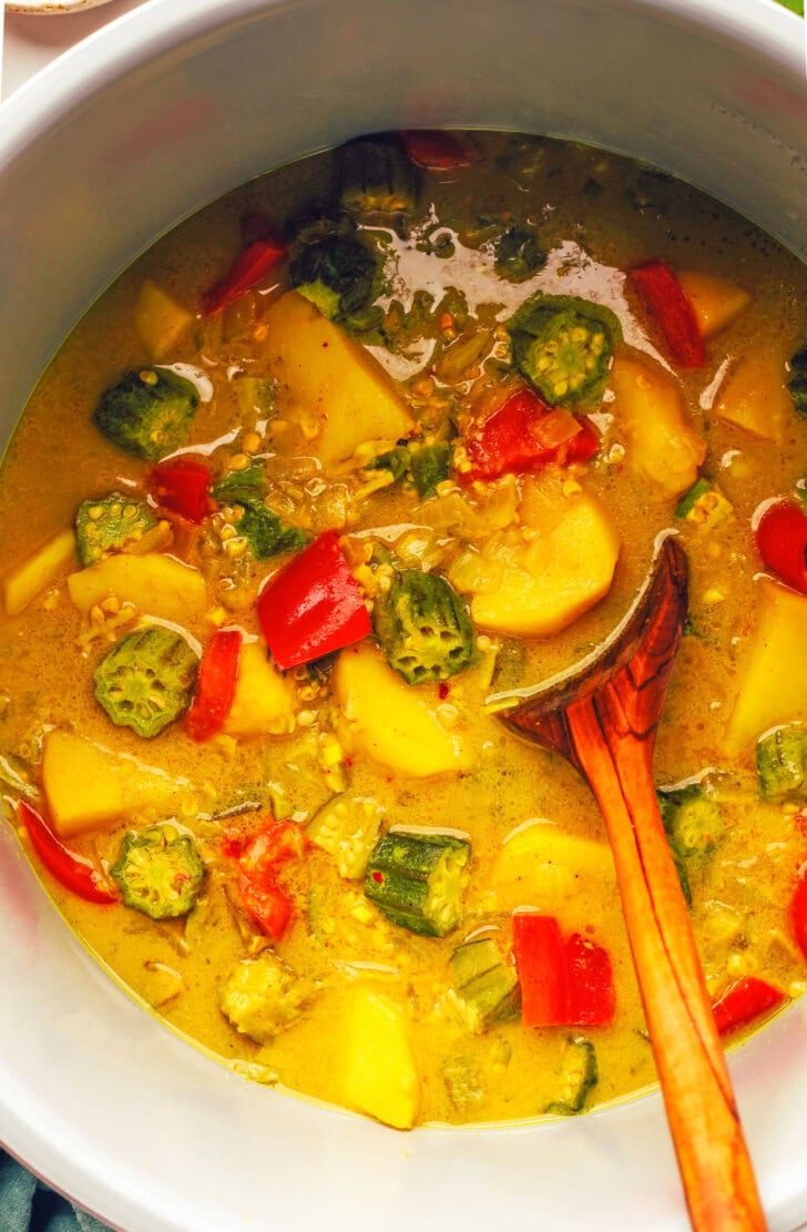 slow cooker potato curry in the crock