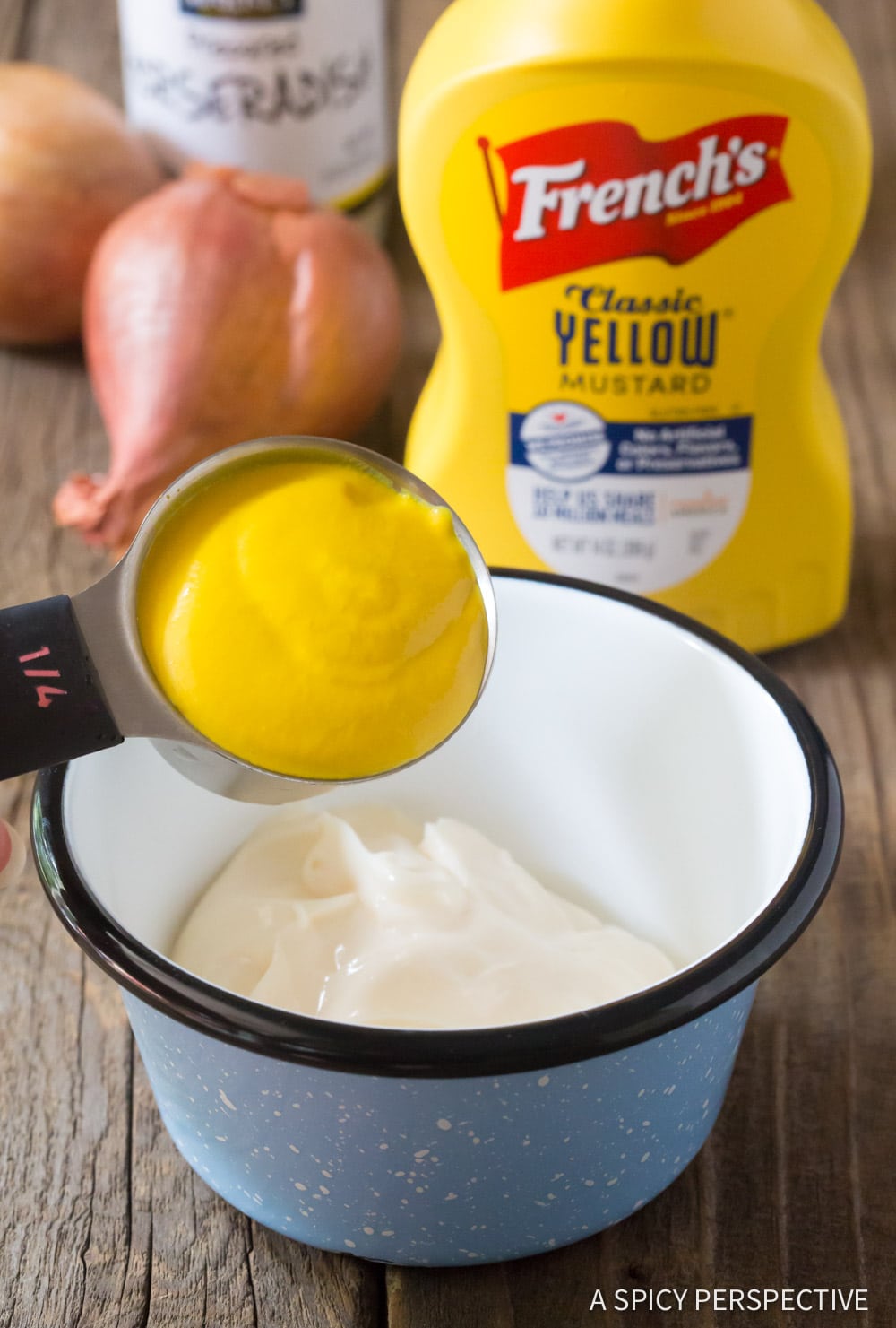 Making Spicy Mustard Seafood Sauce  for dipping