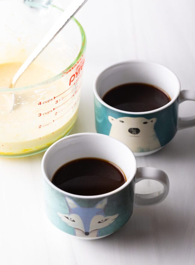 Two cups of coffee.